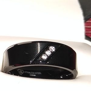 💎Men's Black Stainless Diamond Ring (with receipt)